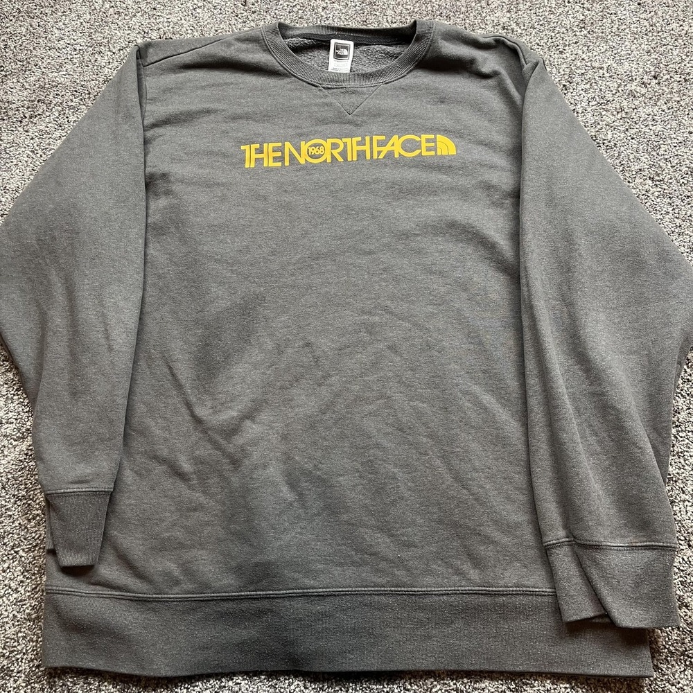The North Face Sweatshirt Mens 2XL Gray 1968 Logo Crewneck Pullover Fleece